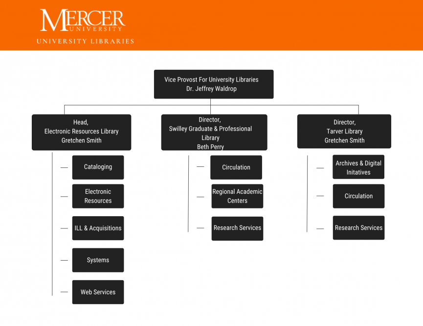 Organization chart for Mercer Libraries